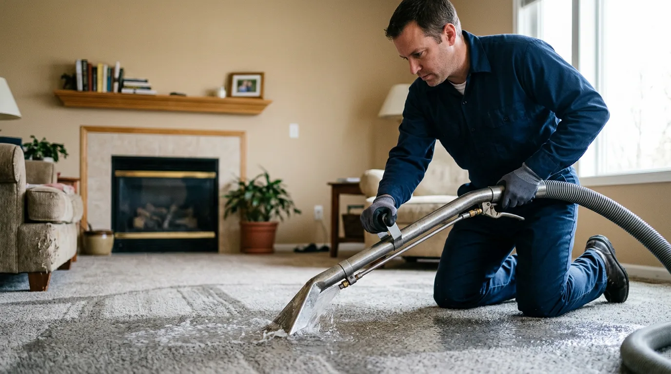 Water damage restoration technician working near Valliant, OK